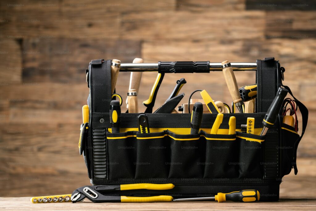 DIY Handyman Toolkit. Carpenter Hardware And Tools